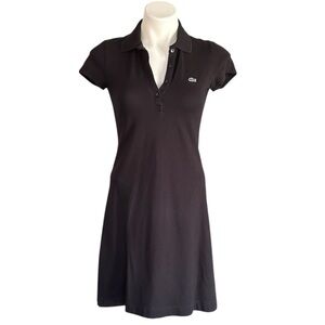 Lacoste Women's Classic Short Sleeve Stretch Pique Polo Dress Black Size 2
